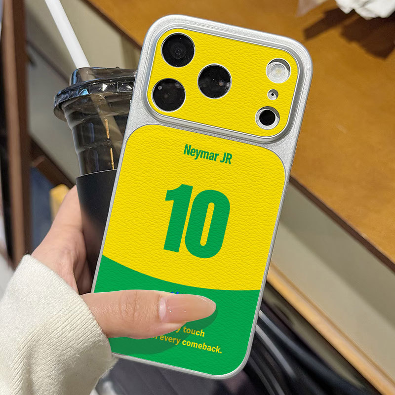 Ốp lưng iPhone Họa tiết da phong cách mạ Brazil Số 10 iPhone 17 16 15 14 13 12 11 Pro Max Plus Max