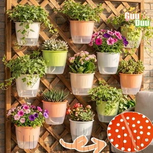 Chậu hoa tưới nước tự động treo tường - Chậu tưới nước tại nhà - Hộp đựng thực vật hai lớp - Chậu hoa thủy canh - dành cho ban công, tường sân vườn / tàu miễn phí