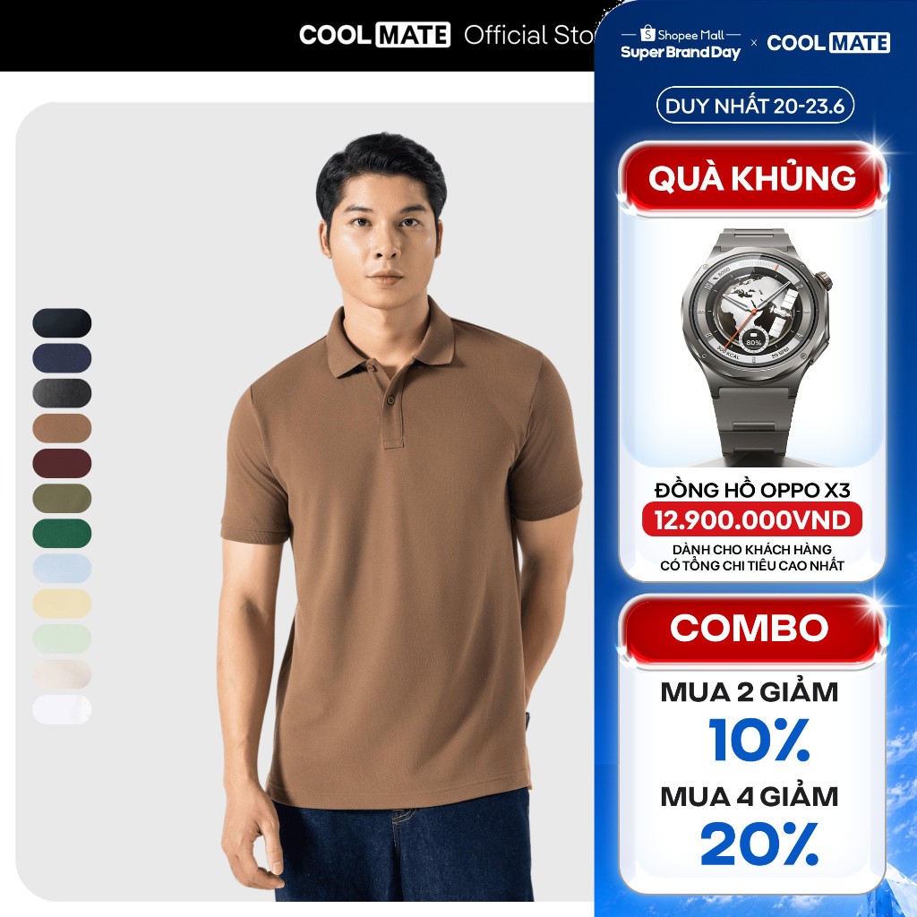 [MUA 4 GIẢM 20%]Áo Polo Pique Basic Cotton 100% Ready To Wear Coolmate Livestream
