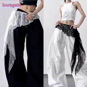 Váy Mini ren BORAGETE, Váy dạo phố Y2K Váy xù buộc dây không đều, xuyên thấu thiết kế thắt lưng cao