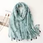 Nhỏ Tươi Lá Xanh In Hình Vải Lanh Cotton Tua Rua Khăn Nữ Trang Trí Đa Năng Chống Nắng Khăn Choàng Lớn 6.21