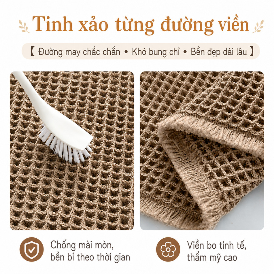 Thảm Lau Chân Vải Dệt Tổ Ong Thấm Hút Nước Cao Cấp HOMIE, Thảm Chùi Chân Nhà Tắm Mềm Mại Chống Trượt