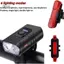 Bộ đèn xe đạp 1 bộ Đèn pin sạc USB LED phía trước có đèn hậu phía sau Cảnh báo an toàn để sử dụng xe đạp đô thị mới