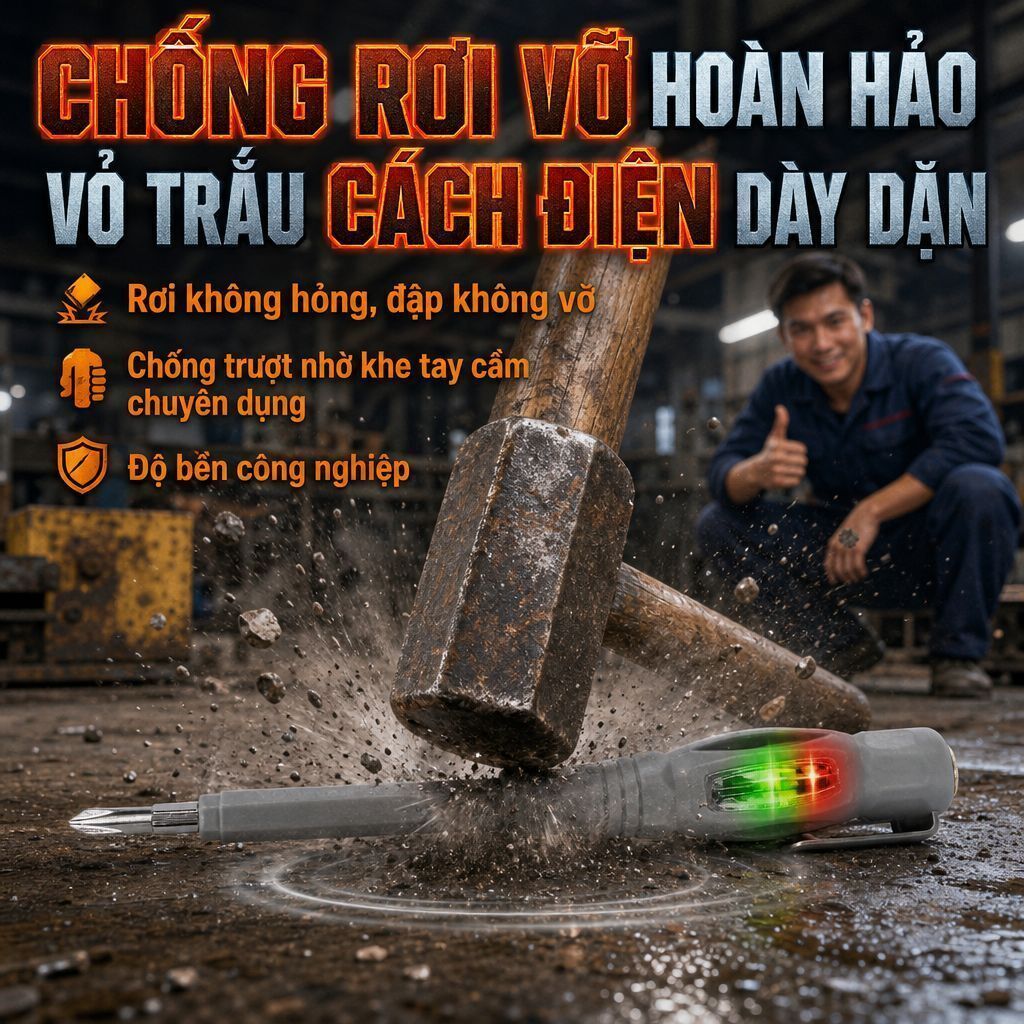 ⚡Ship Nhanh⚡Bút thử điện mô-men xoắn cao 2 đầu | Bút cảm ứng LED sáng kiểm tra điện | Bút phát hiện dây nóng nguội