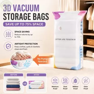 Túi lưu trữ chân không AMLU, Túi nén kín không bơm chống bụi, Máy ép và niêm phong dung tích lớn Tiết kiệm không gian Quần áo Túi niêm phong Phụ kiện du lịch