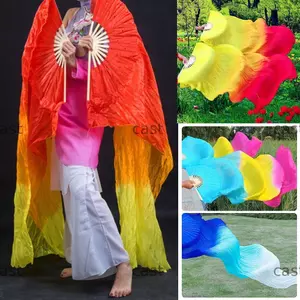 Quạt lụa CAST Bán chạy Quạt lụa Rayon giả dài màu Gradient