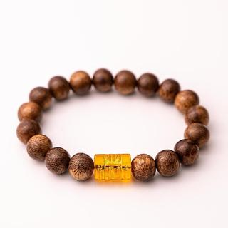 Vòng Tay Trầm Hương Đơn Mix Omani Trầm Hương Yên Lộc  (Mua một, tặng một Hộp , dây dự phòng, 2 hạt trầm