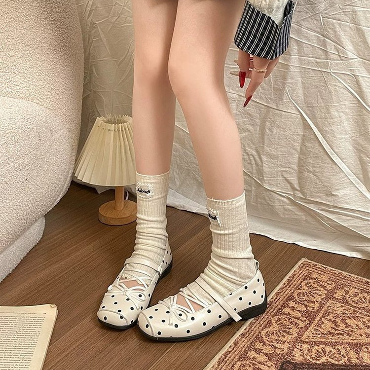Tính Khí Pháp Retro Chấm Bi Bên Trong Tăng Chiều Cao Mary Jane Giày Mùa Hè Phong Cách Mới Thoải Mái Mặc Bên Ngoài Chống Trơn Trượt Chống Mài Mòn Một Chân Nông Miệng Nhà Máy Giá Bán Buôn