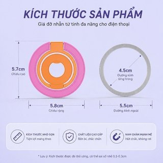 Giá đỡ vòng điện thoại từ tính Giá đỡ có thể gập lại Chống rơi Grip Triple Fold Tương thích Android