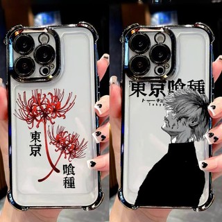 Anime Nhật Bản Kaneki Ken Ốp Lưng Điện Thoại iPhone 16 15 14 17 Pro Max Plus 17 Air 16E Mạ Túi Khí Hoạt Hình Sang Trọng Silicon Trong Suốt