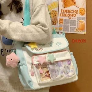 Túi đeo vai DARON Ita, Túi đeo chéo sinh viên phong cách Preppy ngọt ngào, Phim hoạt hình sức chứa lớn Kawaii Harajuku Style Y2K Anime Túi trưng bày nữ sử dụng