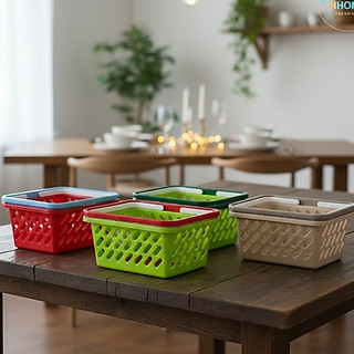 [Kho Sỉ] Combo 4 Giỏ Đựng Đồ Có Quai Xách Nhựa, Giỏ Đựng Đồ Nhà Tắm, Đựng Mỹ Phẩm Đa Năng - HùngHome
