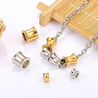 Thép không gỉ 18K Vàng Trumpet Hạt Lỗ Lớn Hạt Tự Làm Vòng Tay Dây Da Phụ Kiện Trang Sức Vật Liệu
