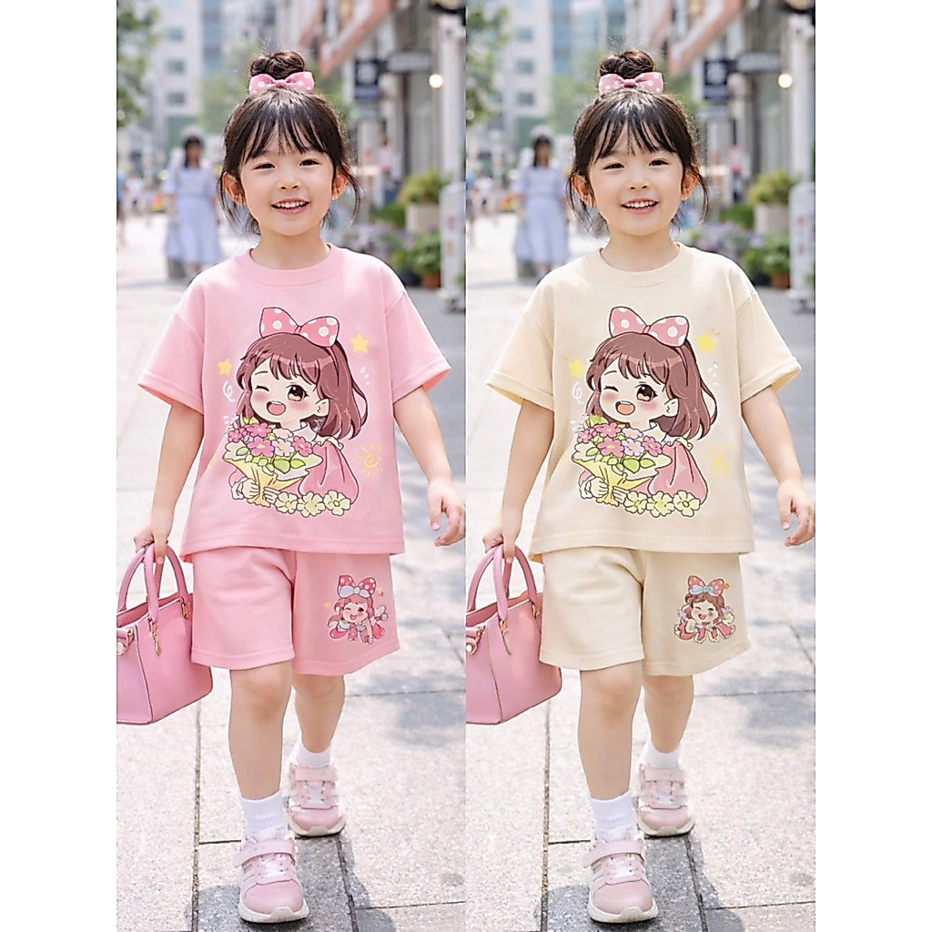 Bộ quần áo mùa hè cho bé gái 13-46kg mẫu CÔ GÁI dễ thương, nhẹ nhàng