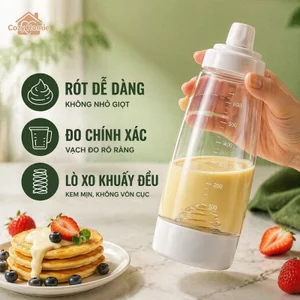 Binh Khuay Bot Lam Banh Kep Tay Cầm In Vach Chia Bot Kem Trang Tri Pha Cafe Tra Sua