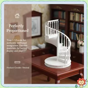 Mô hình cầu thang xoắn ốc thu nhỏ cho nhà búp bê Hiển thị thực tế tỷ lệ 1 12 phong cách châu Âu Trang trí nội thất cho ngôi nhà Mini