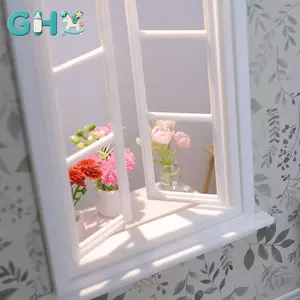 GHX 1 / 12 Nhà Búp Bê Khung Cửa Sổ Bằng Gỗ Mô Hình Nhà Búp Bê Mini Đồ Nội Thất Trang Trí Đồ Chơi Búp Bê Nhà Micro Cảnh Đạo Cụ Xây Dựng VN