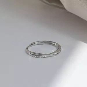 AqToCna Ánh Sáng Sang Trọng Thời Trang Màu Bạc Dây Thiết Kế Chữ Thập Nhẫn Mở Đơn Giản Có Thể Điều Chỉnh Nhẫn Nhẫn Cưới Trang Sức AqToCna