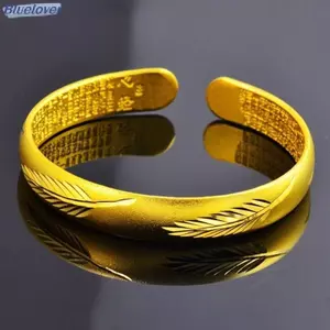 Bluelover Phong Cách Mới Internet Người Nổi Tiếng Phát Sóng Trực Tiếp Trái Tim Cổ Kinh Vòng Tay Cát Vàng Phiên Bản Nữ Vàng Mở Một Lá Rồng Và Mới