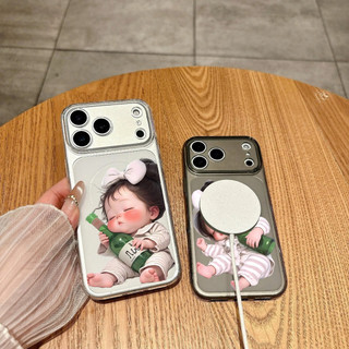 Ốp Lưng IPhone 13 15 11 17 16 12 14 ProMax  Hình tượng trẻ con dễ thương ôm chai rượu 7 8Plus XR X XS Max