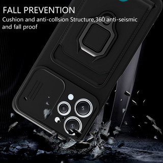 Dành Cho Redmi 12 4G / 5G Ốp Lưng 4 Trong 1 Trượt Camera Bao Đựng Thẻ Đứng Vuông Freebie Dây Chống Sốc Chống Rơi Mỏng Mềm TPU Cover