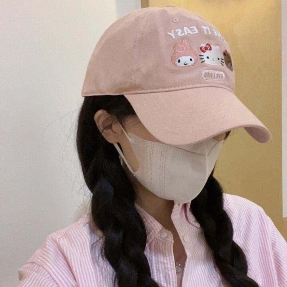 Mũ bóng chày phong cách Hàn Quốc họa tiết mèo Kitty chống nắng, phù hợp dùng ngoài trời