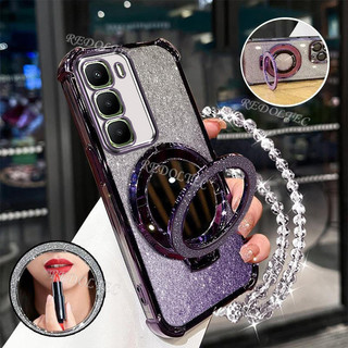 Ốp lưng Infinix Hot 60 Pro 60Pro + Vỏ lấp lánh Gradient mới có gương trang điểm Giá đỡ từ tính Infinix Hot 60 Pro Plus Hot 60 Pro + Bảo vệ ống kính có nắp khung dây buộc
