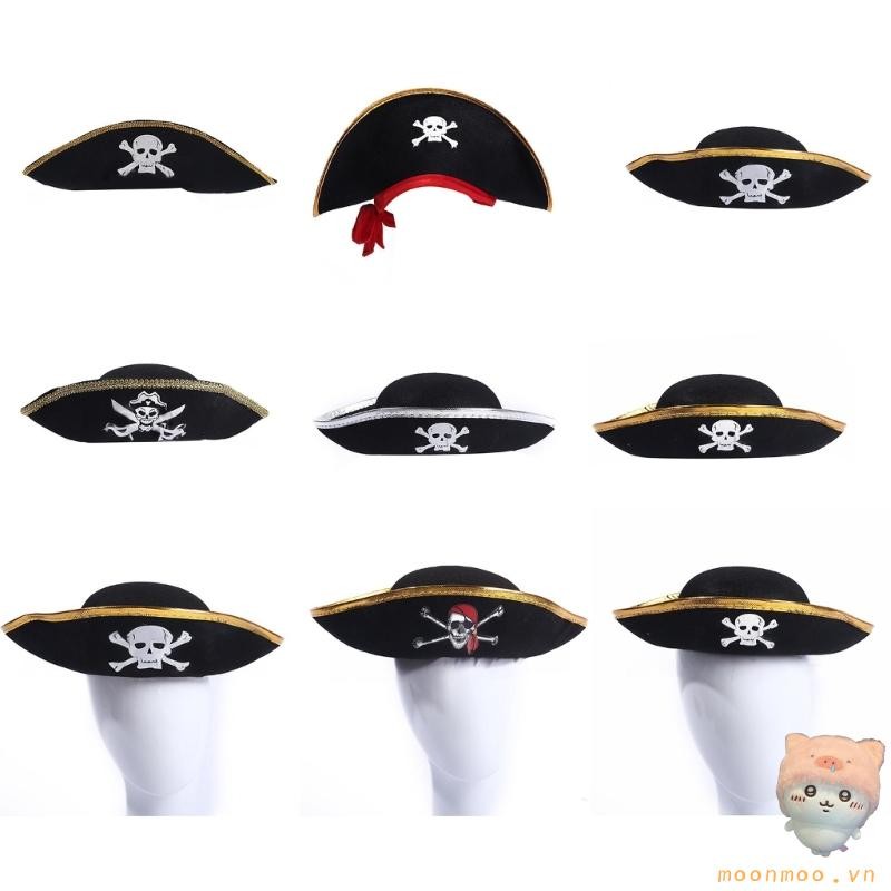 Mặt Trăng Đầu Lâu Tricorne Nón Cosplay Mũ Cướp Biển Biểu Diễn Sân Khấu Nón Đạo Cụ Dự Tiệc