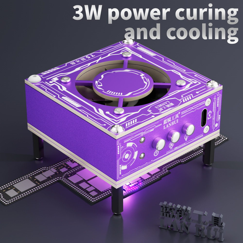 Quạt làm mát đèn UV Lanrui T5 để sửa chữa điện thoại di động 3W Chữa & Tản nhiệt 3 tốc độ có thể điều chỉnh với công cụ sạc nhanh PD