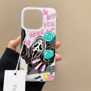 Bộ xương treo Ốp lưng hoạt hình minh họa cho iPhone 16 15 14 13 12 11 Pro Max XR X XS 7 8 Plus SE2