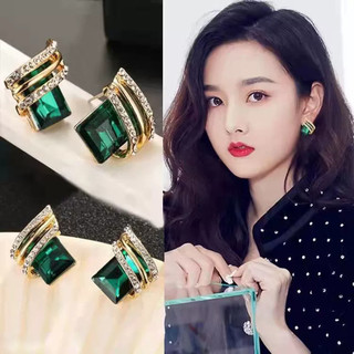 Trang sức bông tai hình học độc đáo phong cách châu Âu và Mỹ, đính kim cương thời trang