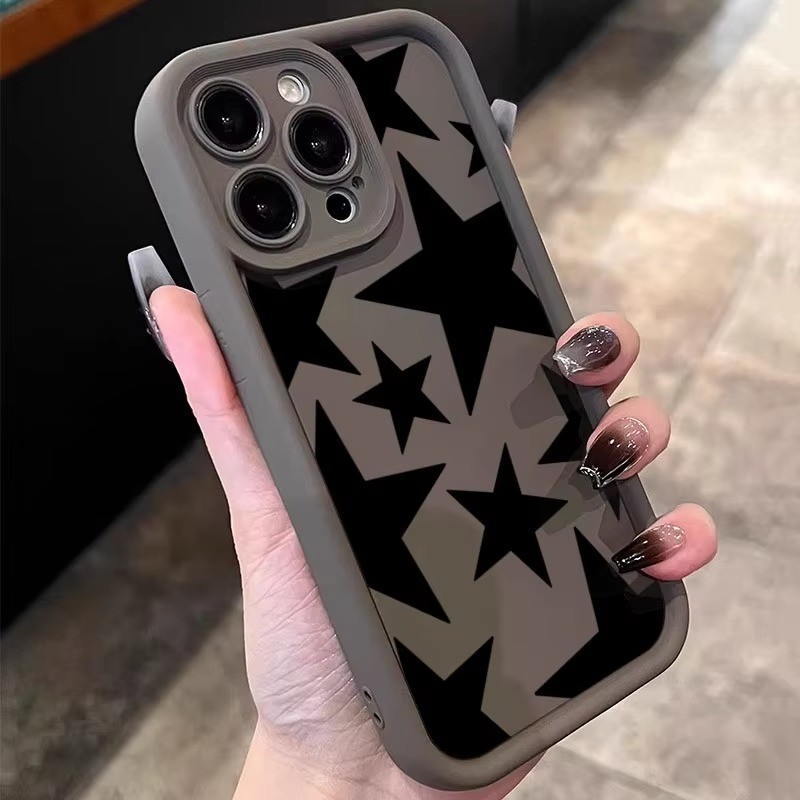 Ốp Lưng Cho Redmi Note 14 13 11 12 Pro Plus 5G 12S 11S 10s 10 Pro Redmi 14C 13C 13 12 12C 4G Thiết Kế Ngôi Sao Đen Điện Thoại Silicon Vỏ Mềm Chống Sốc