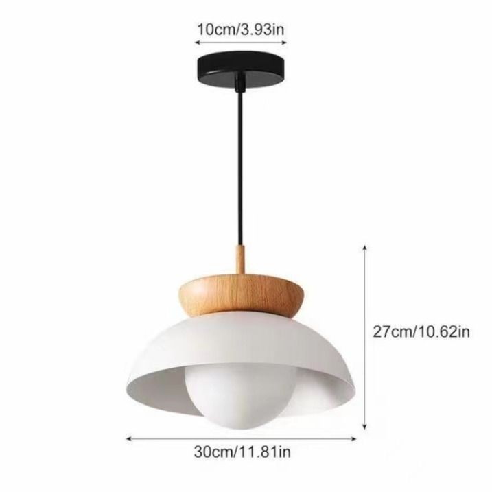 Đèn chùm trần bằng sắt đen trắng Bắc Âu, Đèn Led mặt dây chuyền bằng gỗ phong cách mục vụ, Phòng ngủ Phòng khách Phòng ăn Đèn thả trang trí