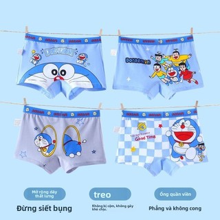 Quần lót bé trai cotton hình Doraemon – Kháng khuẩn, co giãn, êm dịu, 4 chiếc/hộp