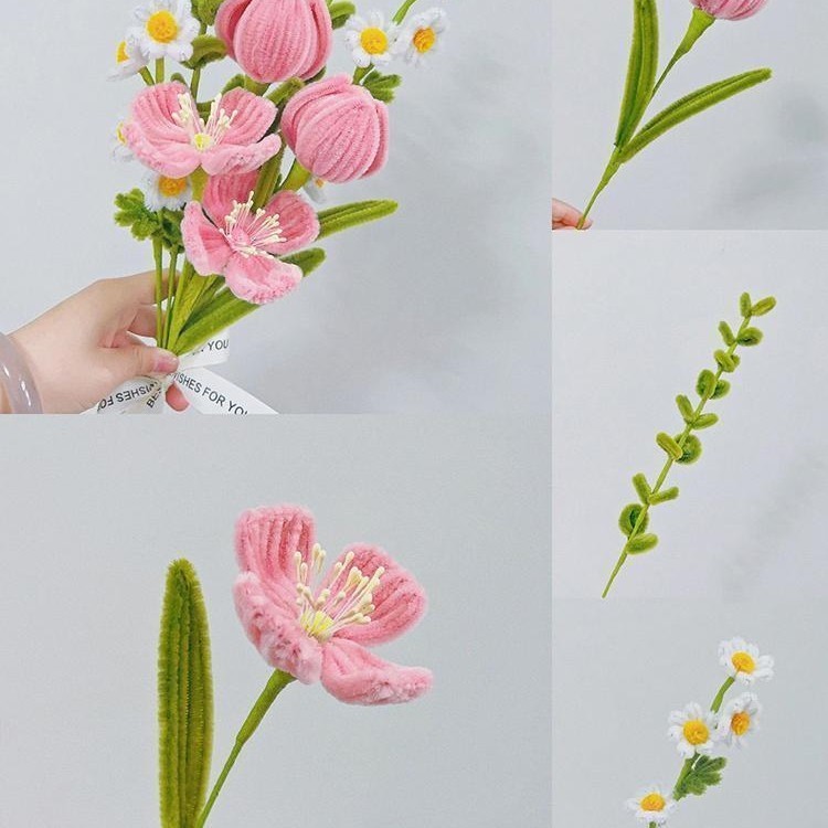 Tím Twist Stick Bó Hoa Handmade diy Chất Liệu Gói Hoa Tulip Lily Poppies Giữ Bảo Quản Bộ Hoa 46XP