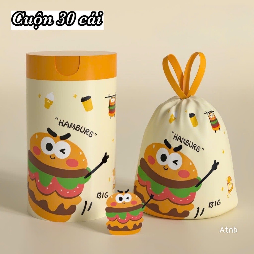 Túi Đựng rác in hình Hamburger Dây rút Hương liệu gia đình Túi nhựa khử mùi dày