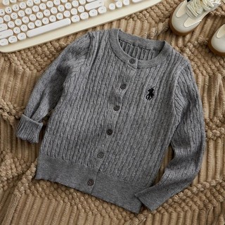 Mùa Thu Phong Cách Mới Phù Hợp Với Trẻ Em Thêu Xoắn Dệt Kim Cardigan Áo Khoác Bé Trai Phong Cách Mỏng Bé Gái