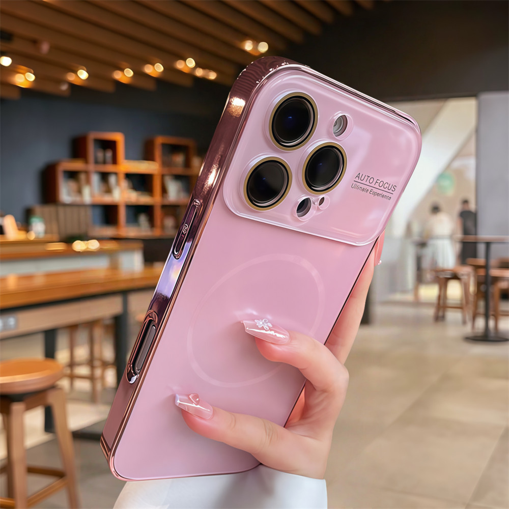 Ốp điện thoại từ tính cửa sổ lớn mạ điện cho iPhone Air 17 Pro Max 16 14 15 pro max Bảo vệ ống kính chống rơi Vỏ cứng bảo vệ điện thoại