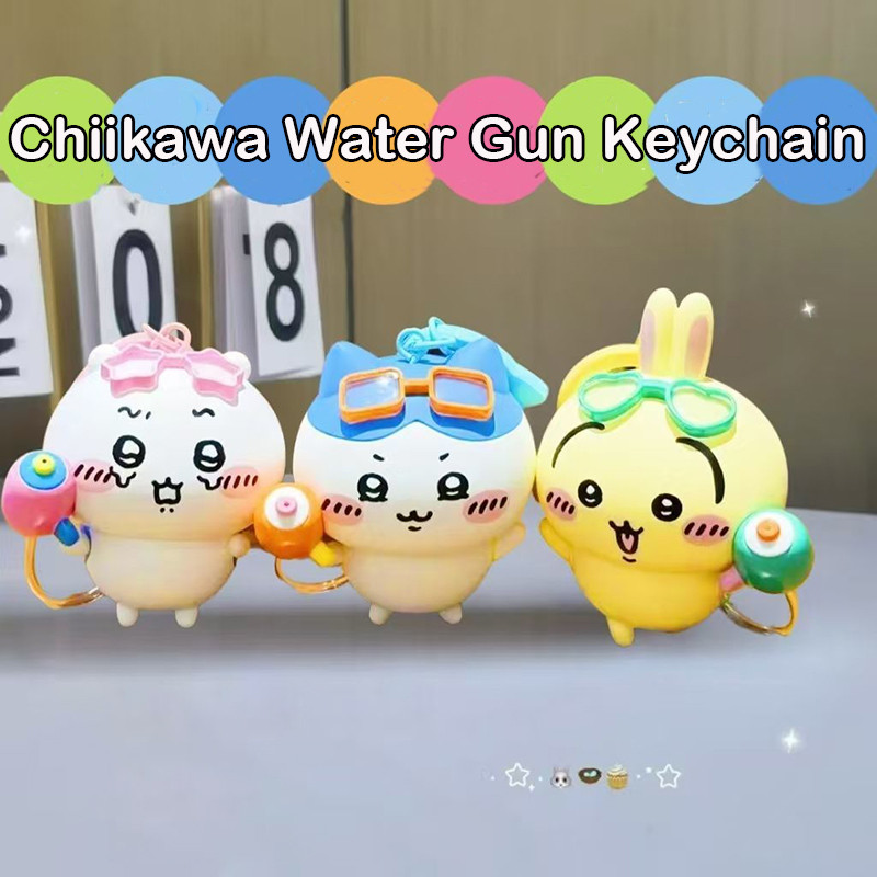 Chiikawa Anime Súng Nước Móc Khóa Hoạt Hình Dễ Thương Bắn Ra Móc Khóa Bãi Biển Mùa Hè PVC Đồ Chơi Quà Tặng Cho Trẻ Em Và Người Lớn Sưu Tập Phụ Kiện