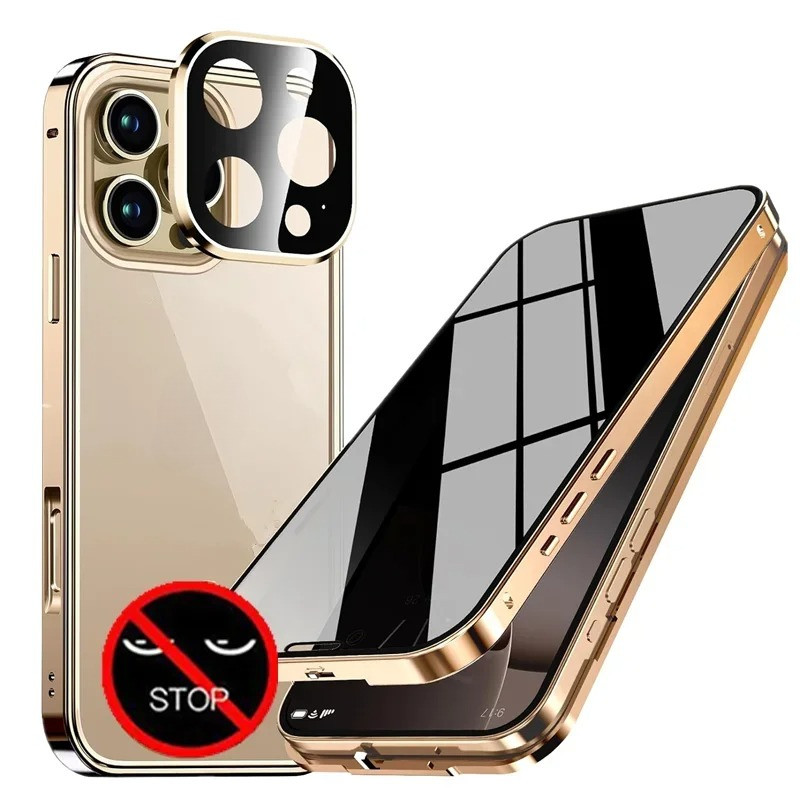 Ốp hấp phụ từ tính bảo mật chống nhìn trộm kính đôi cho IPhone 17 16e 15 14 13 Pro Max 16Plus có nắp bảo vệ ống kính máy ảnh
