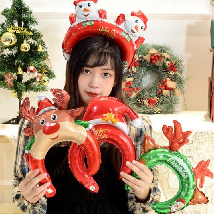 5 / 10 Chiếc Giáng Sinh Băng Đô Bóng Hoạt Hình Ông Già Noel Mũ Giáng Sinh Nhôm Phim Bóng Đồ Chơi Trẻ Em