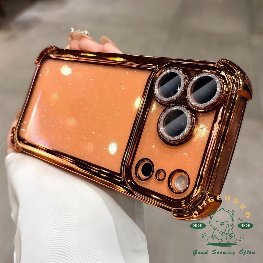 【 Ốp lưng iPhone17 】 Vỏ điện thoại lấp lánh mạ bốn góc chống rơi iPhone17 Pro Max 16 15 14 13 12 cho vỏ iPhone Vỏ mềm silicon TPU chống sốc