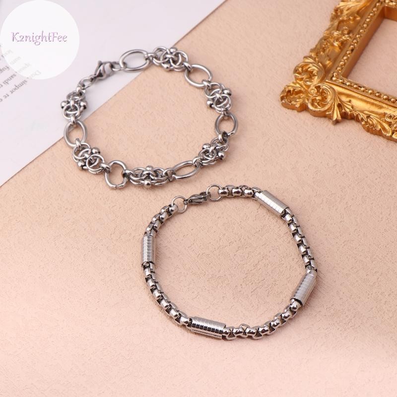 Vòng tay inox style Hip Hop và cổ điển đơn giản cho nam nữ, trang sức hàng ngày từ K2nightFee