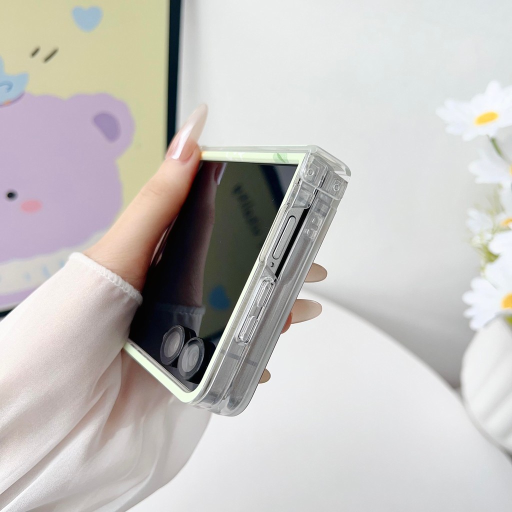 Thích Hợp Cho Samsung Galaxy ZFlip7 5G Tươi Hồng Xanh Hoa Nhỏ Vỏ Điện Thoại ZFlip5 Zflip6 Dây Gấp Vỏ Cho Zflip 7 5 6 4 N3Flip MixFlip 2 Vỏ Bảo Vệ Cứng
