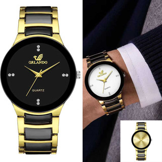 Orlando Đồng Hồ Nam Mặt Tròn ORLANDO Quartz Dây Thép Không Gỉ Mạ Vàng Đen Sang Trọng Lịch Lãm Phong Cách Hiện Đại - DH77