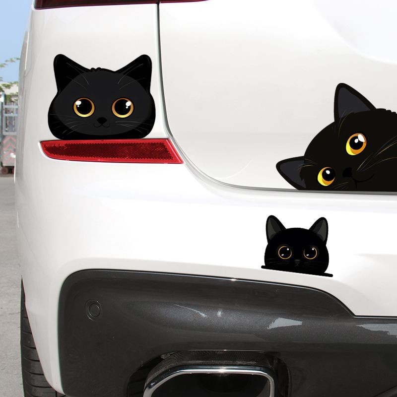Mèo Đen Nhìn Trộm Thân Xe Dễ Thương Độc Đáo Sáng Tạo Chống Nước Xe Điện Xe Máy Dán Dán Dán