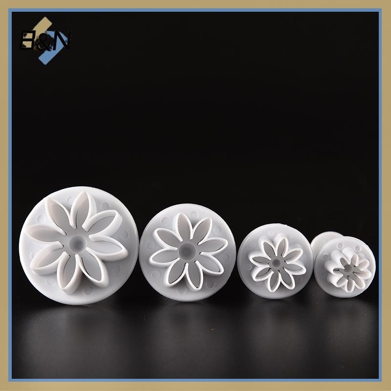 B & N 4X Bánh Fondant Sugarcraft Trang Trí Khuôn Bánh Quy Pít Tông Cắt Hoa.