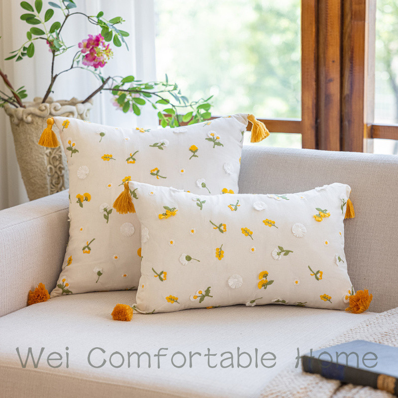 Mới Pháp Lãng Mạn Mục Vụ Xù Nấm Ren Cotton Thêu Gối Sofa Đầu Giường Gối
