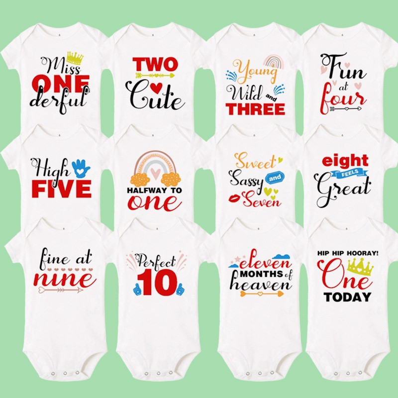 Bé Tháng Tuổi Onesies Thiết Kế Ngộ nghĩnh Dễ Thương Sơ Sinh Sơ Sinh Áo Liền Quần Tay Ngắn Hoang Dã Một Hai Cô Gái Dễ Thương Bé Trai Body Jumpsuit Quà Tặng Tắm Cho Bé KKM6