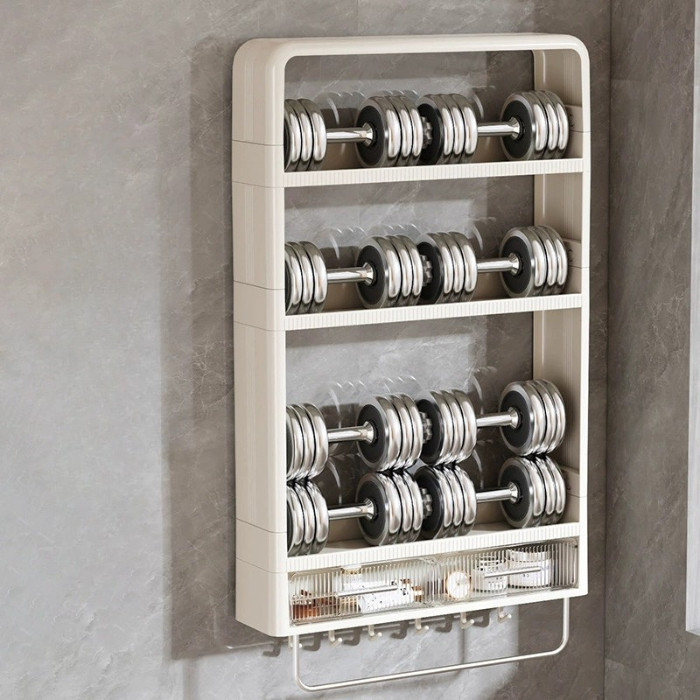 Kệ Đựng Gia Vị Nhà Bếp Treo Tường Không Khoan Đục, Kệ Để Đồ Nhà Bếp Nhà Tắm Tiện Lợi Có Móc Treo
